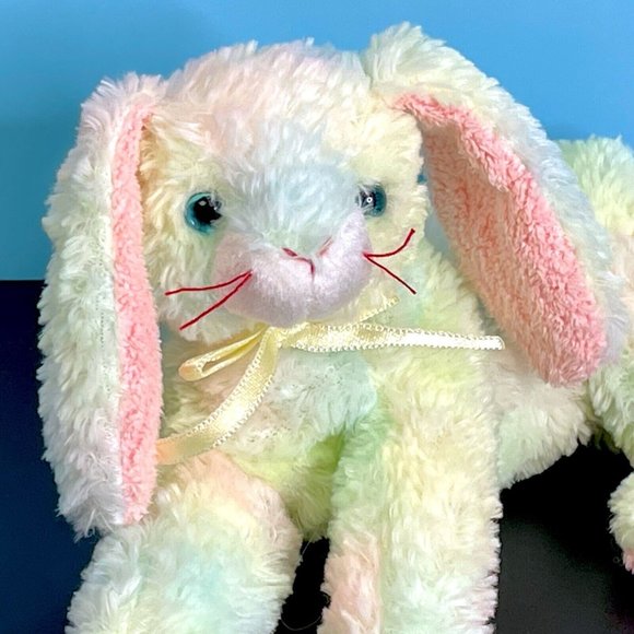 Beautifully Detailed Pastel Laying Bunny‎ Rabbit 7" Plush Stuffed Animal Toy - Picture 2 of 3
